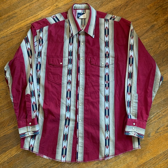 Wrangler | Shirts | Vintage 9s Wrangler Western Aztec Shirt | Poshmark